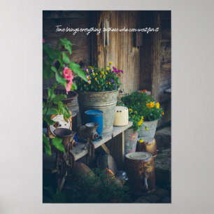 Affiche Porche de maison de campagne orné de pensées vibra