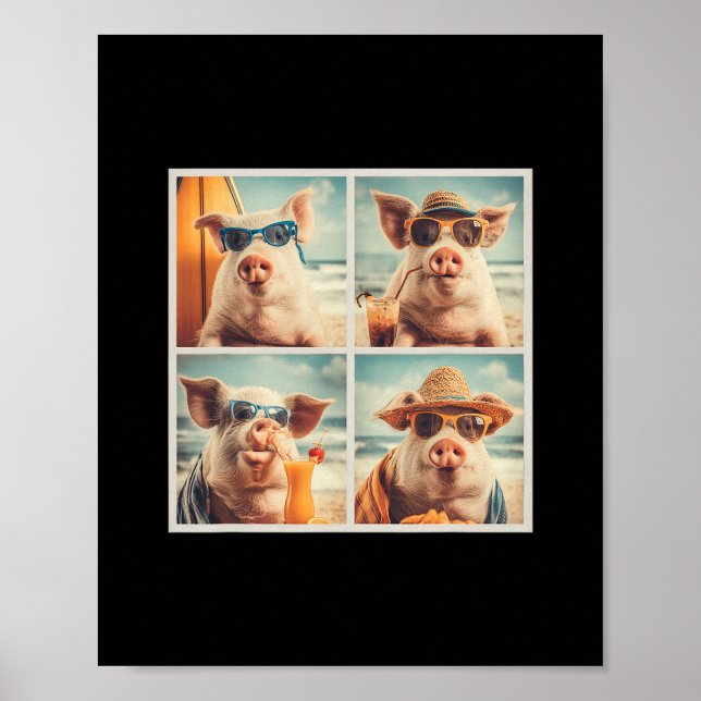 Affiche Porcs cools avec lunettes de soleil Ferme Animaux  (Devant)