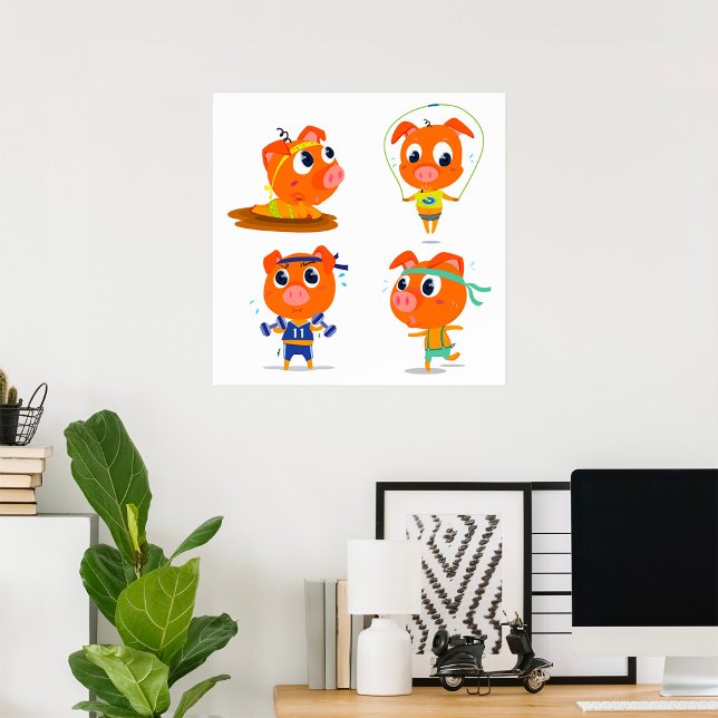 Affiche Porcs qui s'activent (Créateur téléchargé)