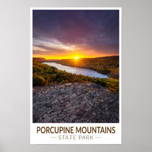 Affiche Porcupine Mountains State Park Michigan Aquarelle