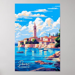 Affiche Porec Croatia Illustration Art vintage voyage