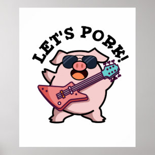 Affiche Pork Funny Rock Guitare Pig Pun