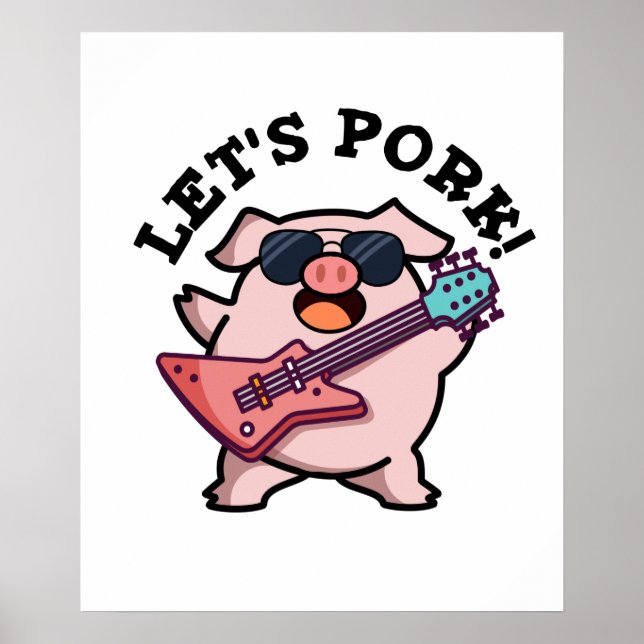Affiche Pork Funny Rock Guitare Pig Pun (Devant)
