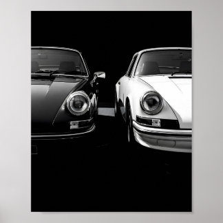 Affiche Porsche 911 Classique Duo Noir et Blanc