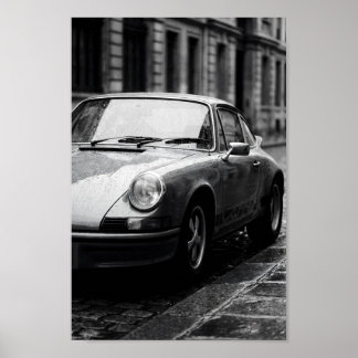 Affiche Porsche 911 Classique rue pluvieuse