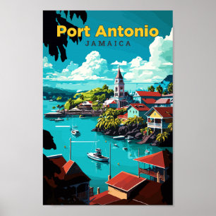 Affiche Port Antonio Jamaïque Travel Art Vintage