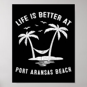 Affiche Port Aransas Famille Vacances Vintage Texas Beach