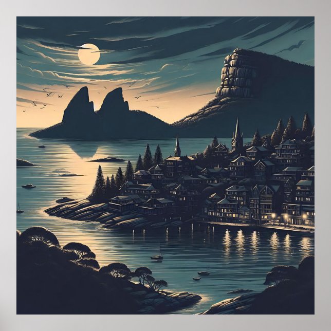 Affiche Port au Clair de Lune (Devant)