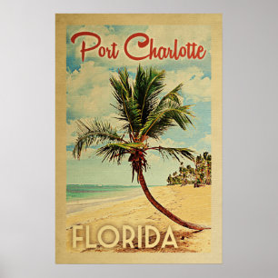 Affiche Port Charlotte Palm Tree Vintage voyage