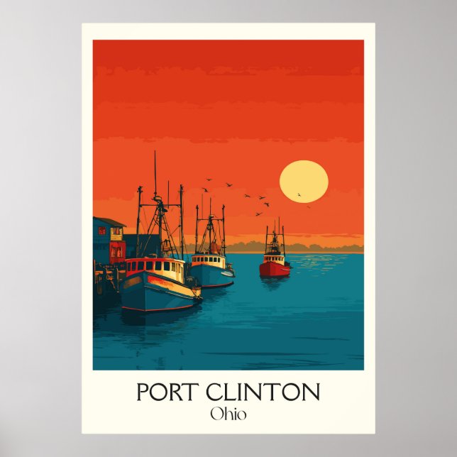 Affiche Port Clinton Lake Erie Sunset Walleye Capital Art (Devant)