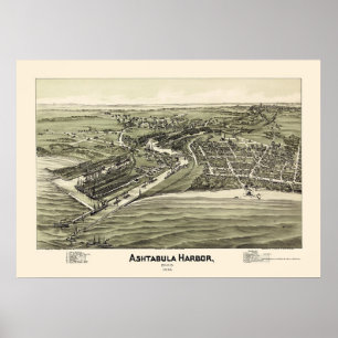 Affiche Port d'Ashtabula, OH Carte panoramique - 1896