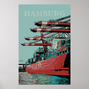 Affiche Port de Hambourg - Port Pittoresque allemand
