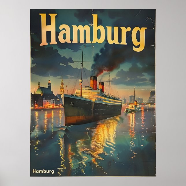 Affiche Port de Hambourg Vintage (Devant)
