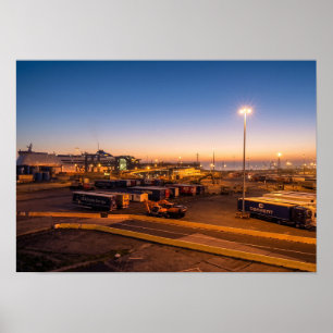 Affiche Port de Hull Photo Maritime Industriel au Coucher