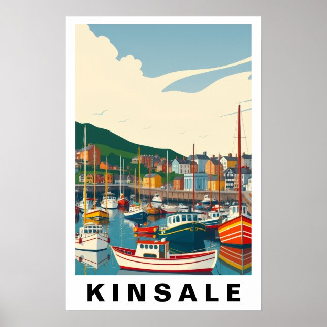 Affiche Port de Kinsale Irlande Art de Voyage Rétro (Devant)