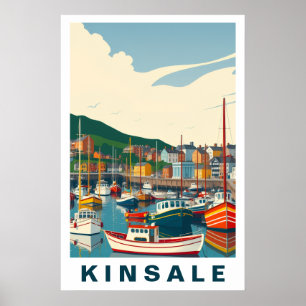 Affiche Port de Kinsale Irlande Art de Voyage Vintage
