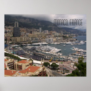 Affiche Port de Monaco et yachts de luxe Côte d'Azur
