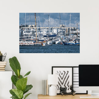 Affiche Port de pêche sous un ciel dramatique - Lagoa, Alg