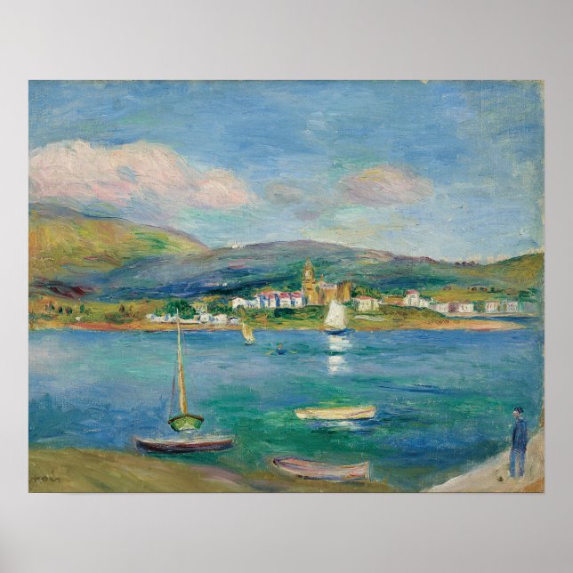 Affiche Port de peche, Vue de Fontarabie depuis Hendaye (Devant)