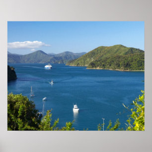 Affiche Port de Picton, Marlborough Sounds, Sud