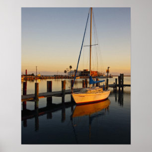 Affiche Port de Rockport, Texas au coucher du soleil