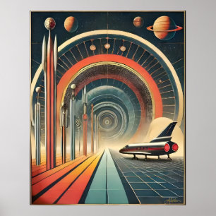 Affiche Port de trou de ver du milieu du siècle