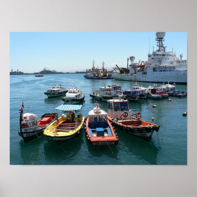 Affiche Port de Valparaiso, Chili (Devant)