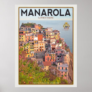 Affiche Port de vignoble de Manarola - sur le blanc