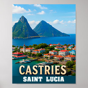 Affiche Port des Caraïbes et paradis tropical de Castries