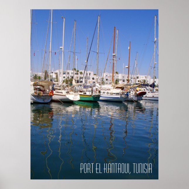 Affiche Port el Kantaoui Bateaux du port Tunisie Paysage (Devant)