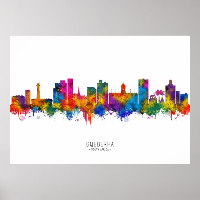 Affiche Port Elizabeth Afrique du Sud Skyline (Devant)