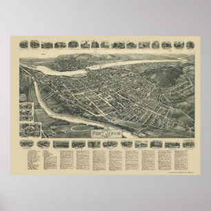 Affiche Port Jervis, carte panoramique de NY - 1920