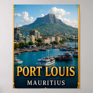 Affiche Port-Louis Harbour et Vues d'Île Tropicale