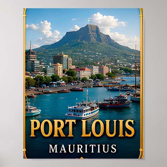 Affiche Port-Louis Harbour et Vues d'Île Tropicale (Devant)