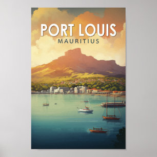 Affiche Port Louis Maurice Travel Art Vintage