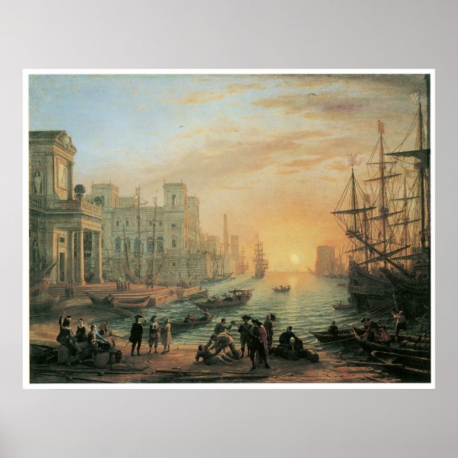 Affiche Port maritime au coucher du soleil, 1639 (Devant)
