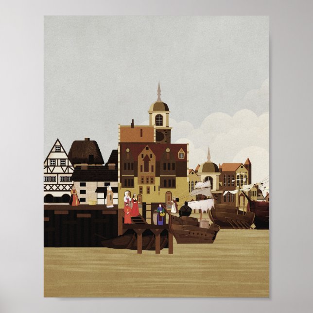 Affiche Port médiéval (Devant)