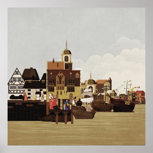 Affiche Port médiéval (Devant)