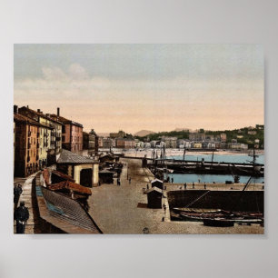Affiche Port, San Sebastian, Espagne Photochrom vintage