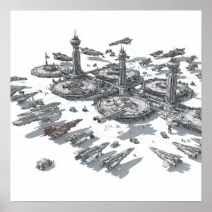 Affiche Port spatial imaginatif