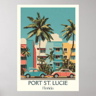 Affiche Port St. Lucie Floride Vintage Town Travel Art