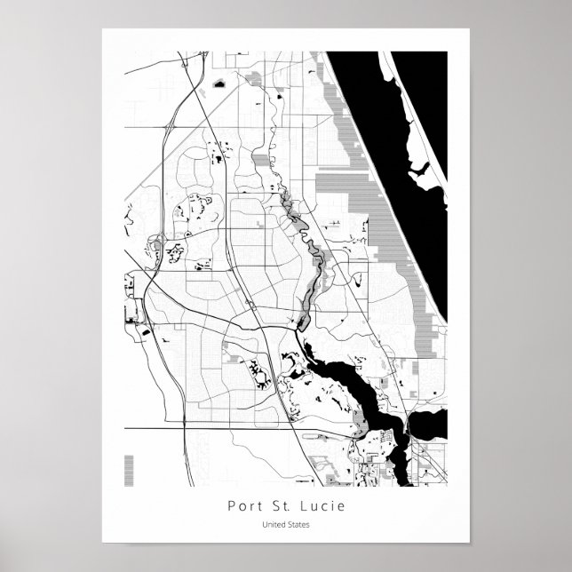 Affiche Port St Saint Lucie Floride Moderne Simple Carte (Devant)