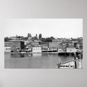 Affiche Port Townsend, WA Waterfront Town View Photographi