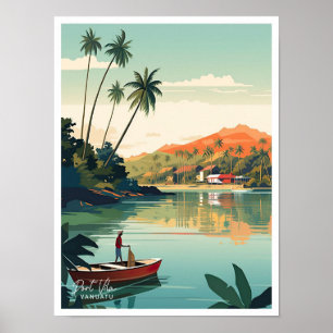 Affiche Port Vila Vanuatu Illustration du Vintage voyage d
