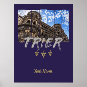 Affiche Porta Nigra à Trier vintage Moselle Souvenir