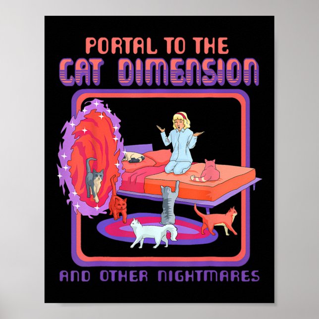 Affiche Portail À La Dimension Chat Drôle Chat Chat Chaton (Devant)