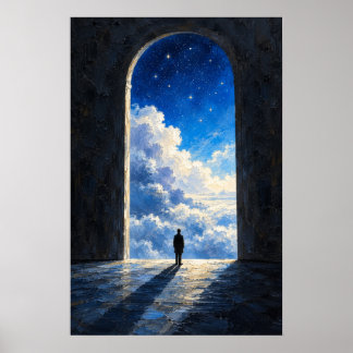 Affiche Portail du Ciel Bleu Art Surréaliste