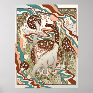 Affiche Portail Jurassique   Palette Arc-en-ciel rétro   D