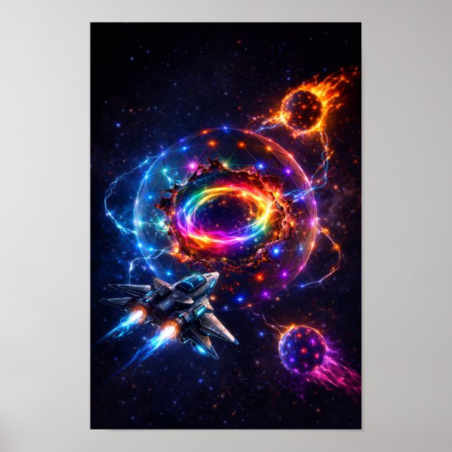 Affiche Portail spatial futuriste avec vaisseau spatial de (Devant)