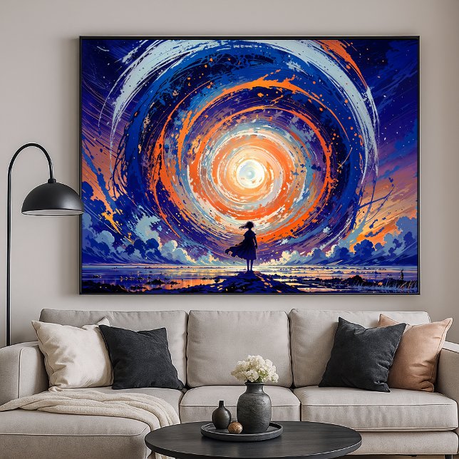 Affiche Portail Vortex - Silhouette Lone Imaginaire Art (Créateur téléchargé)